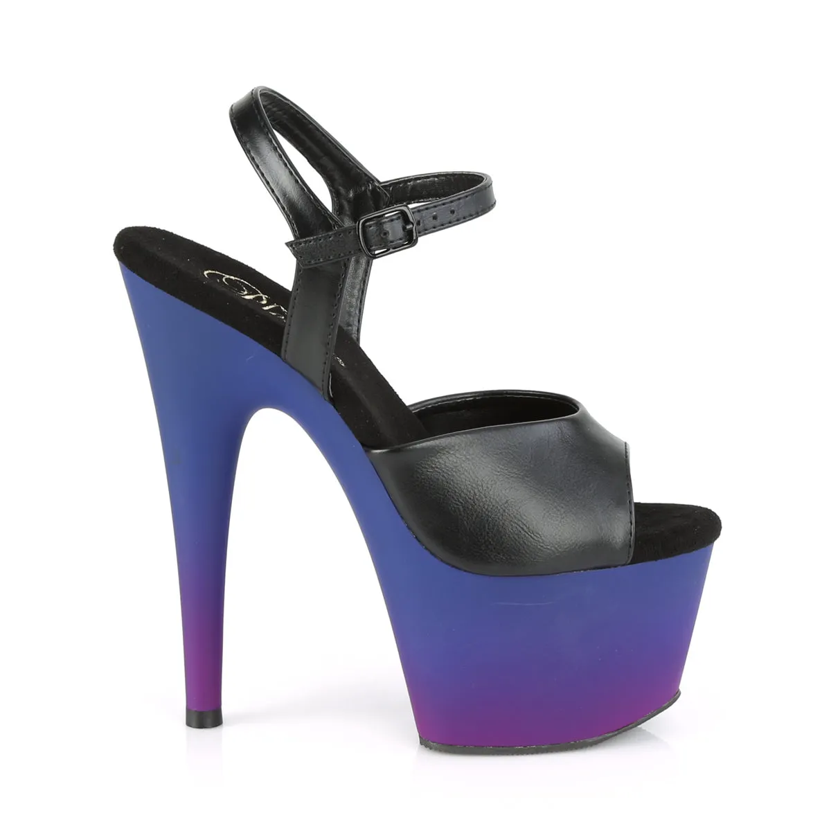 ADORE-709BP  Black Faux Leather/Blue-Purple Ombre