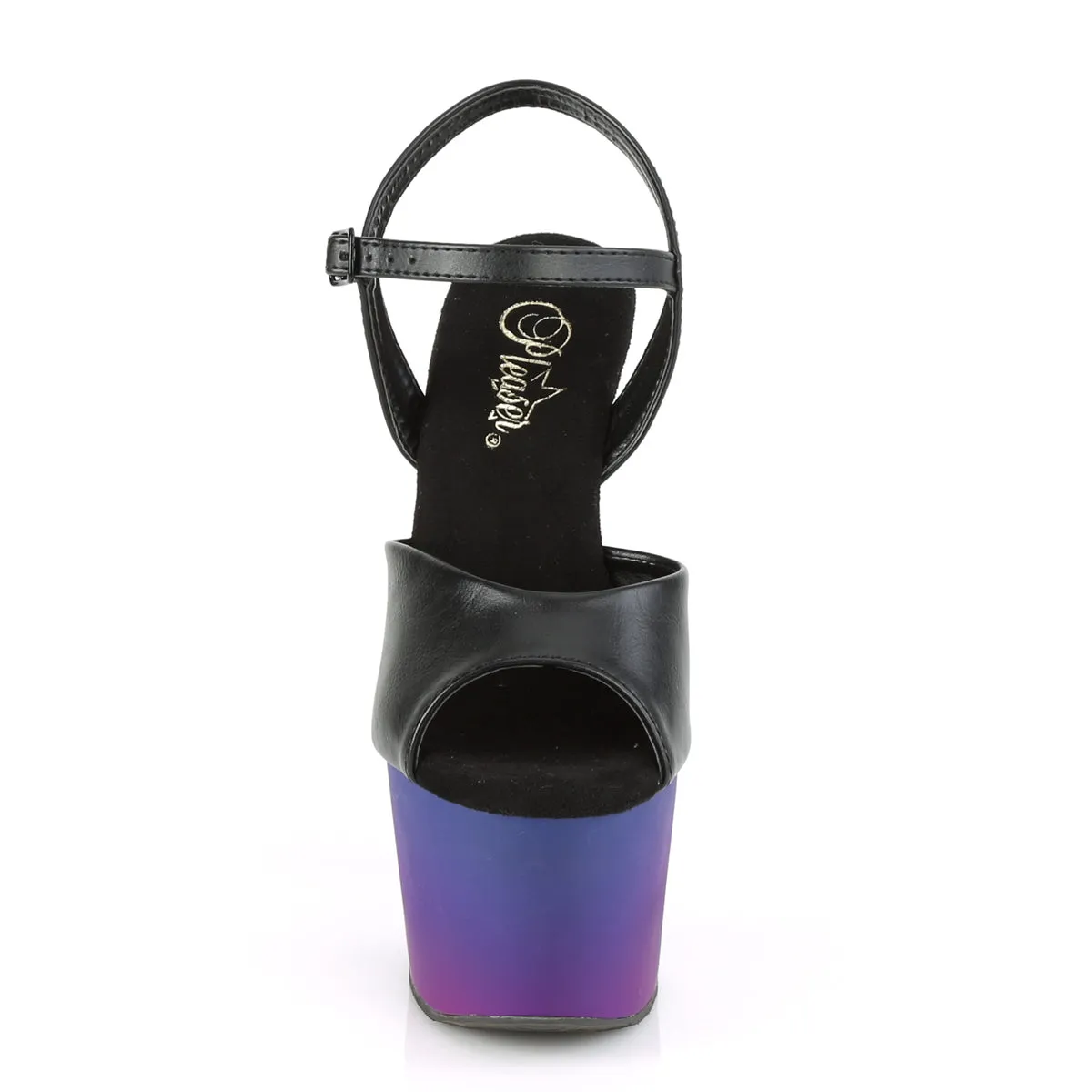 ADORE-709BP  Black Faux Leather/Blue-Purple Ombre