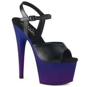 ADORE-709BP  Black Faux Leather/Blue-Purple Ombre