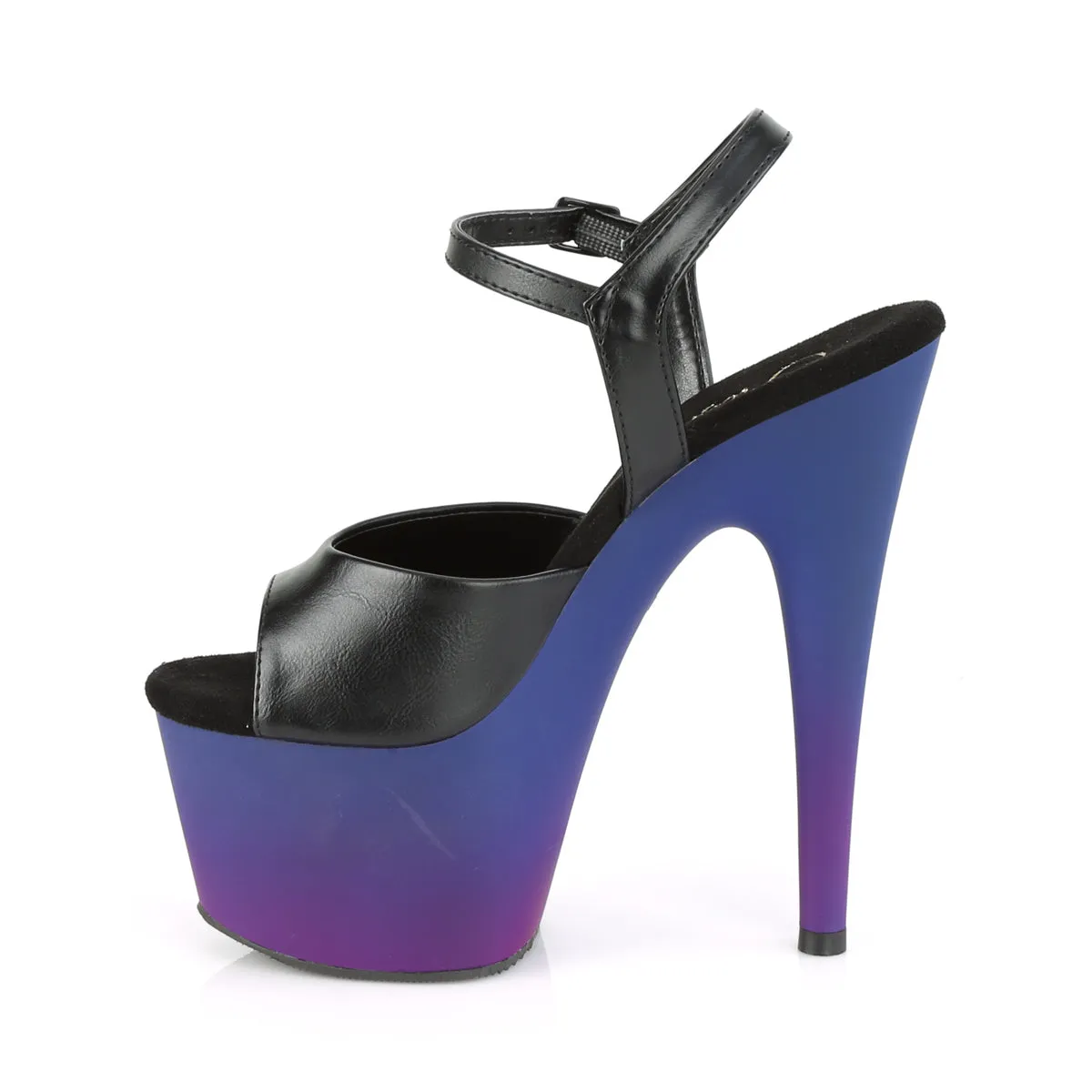 ADORE-709BP  Black Faux Leather/Blue-Purple Ombre
