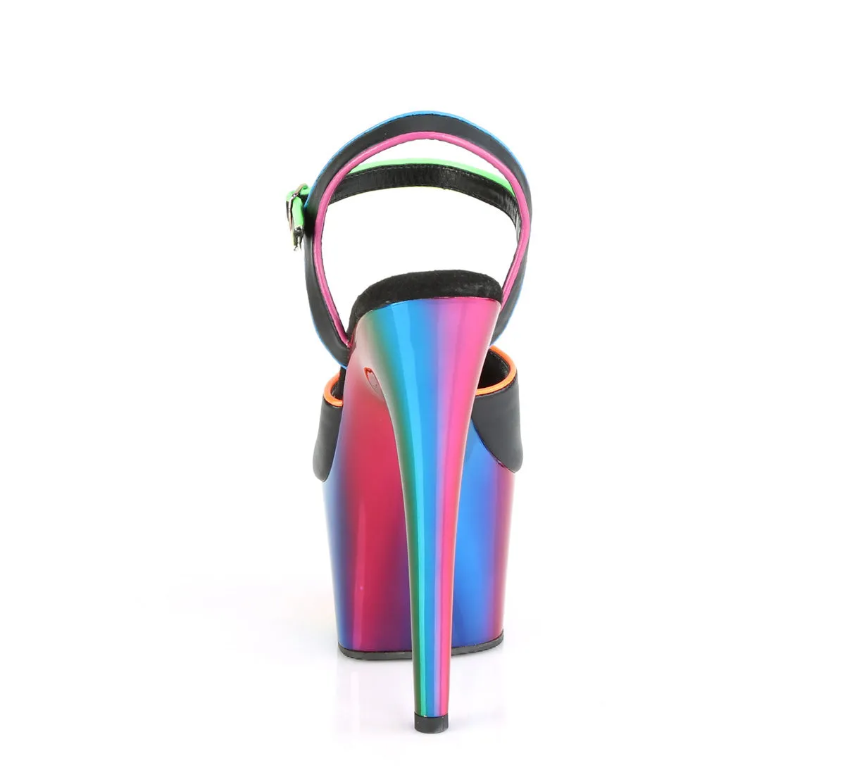 ADORE-709RC-02  Black Faux Leather/Rainbow Chrome