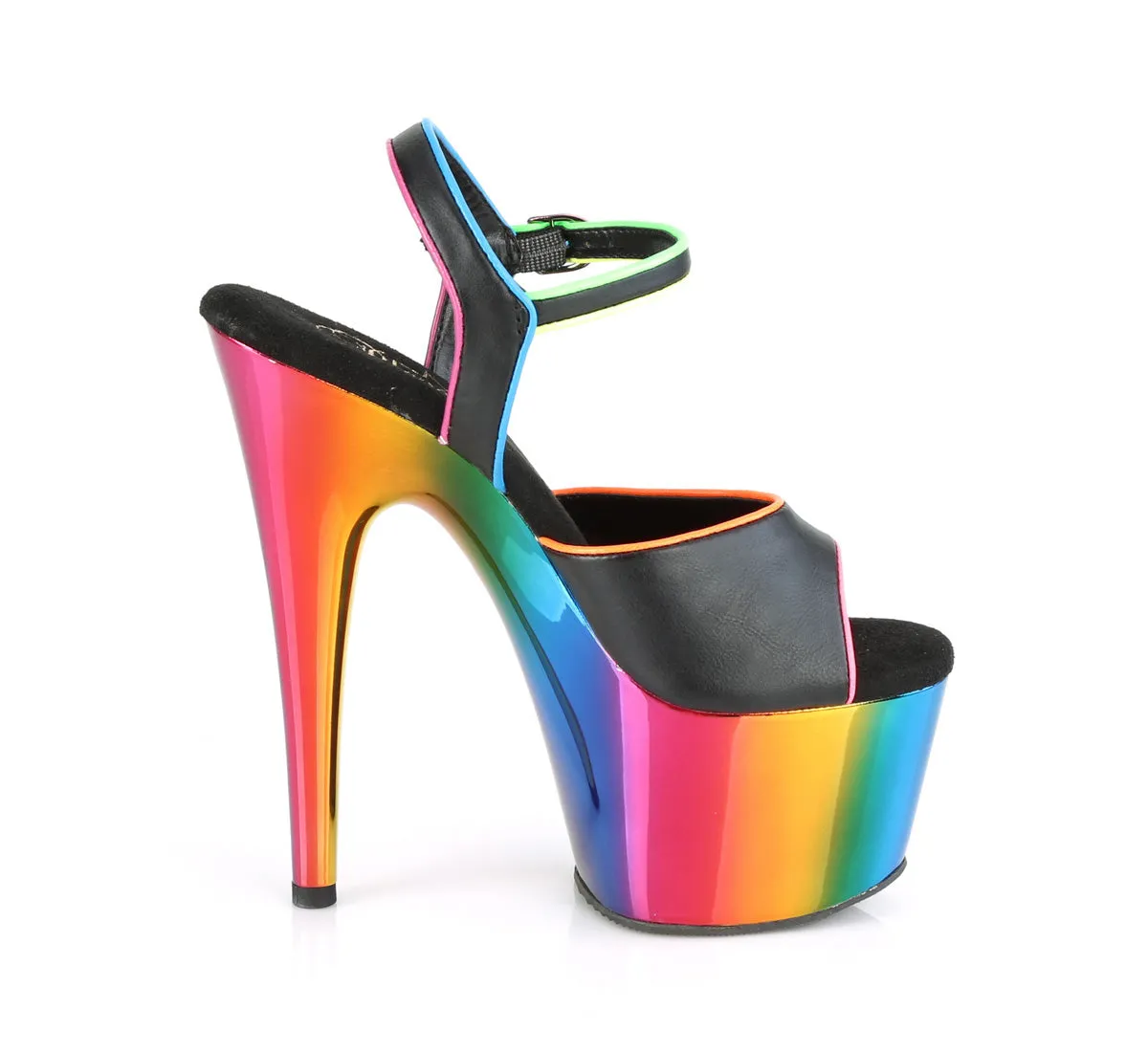 ADORE-709RC-02  Black Faux Leather/Rainbow Chrome