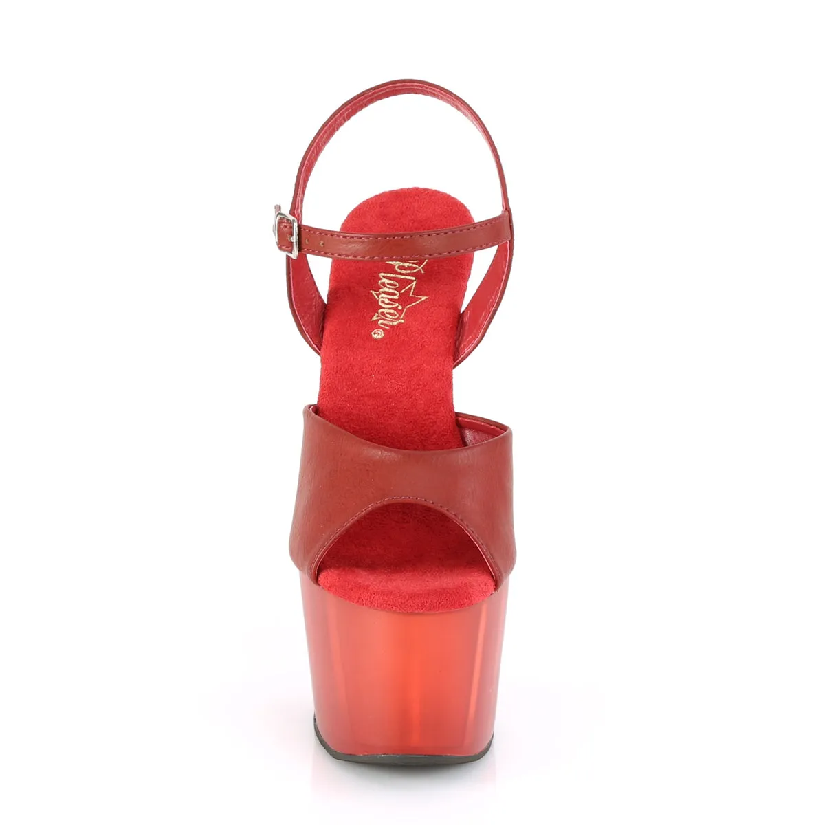 ADORE-709T  Red Faux Leather/Frosted Red