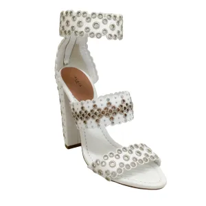 ALAÏA White Leather Grommet with Ankle Strap Sandals