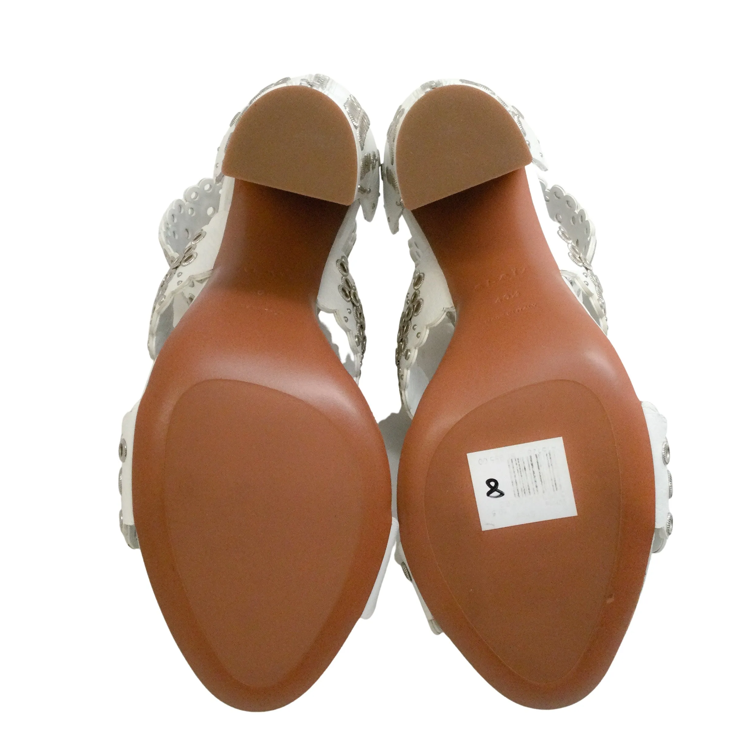 ALAÏA White Leather Grommet with Ankle Strap Sandals