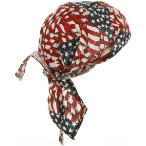 American Flag Bandana Hat Headwrap Patriotic Patch Do Rag Durag Skull Cap Cotton Motorcycle Helmet Liner