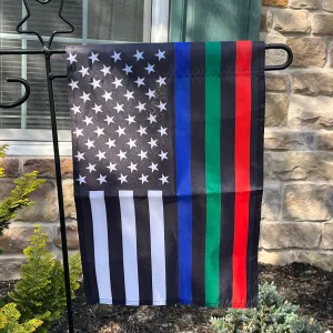 American Flag Thin Blue Red Green Line Garden Flag
