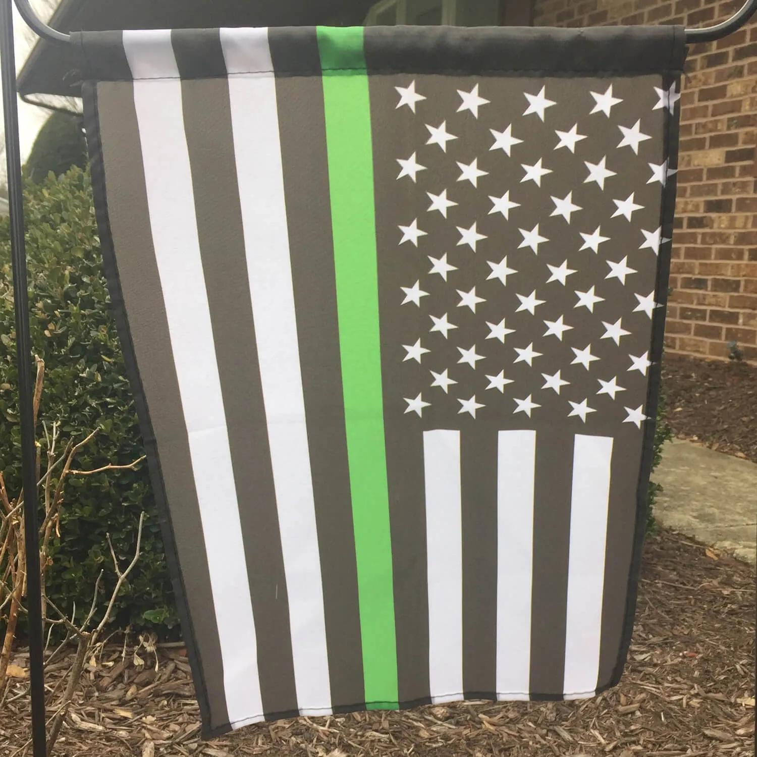 American Flag Thin Green Line Garden Flag
