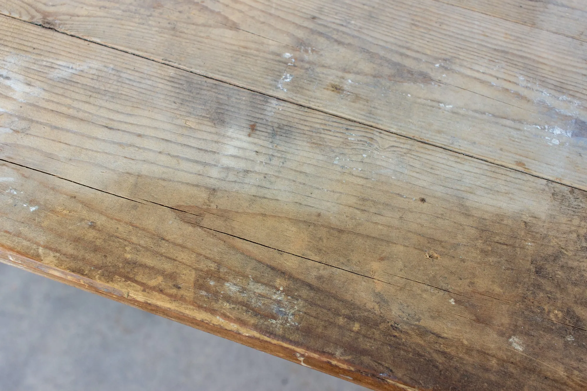 Antique French Distressed Garden Bistro Table with Red Iron Base