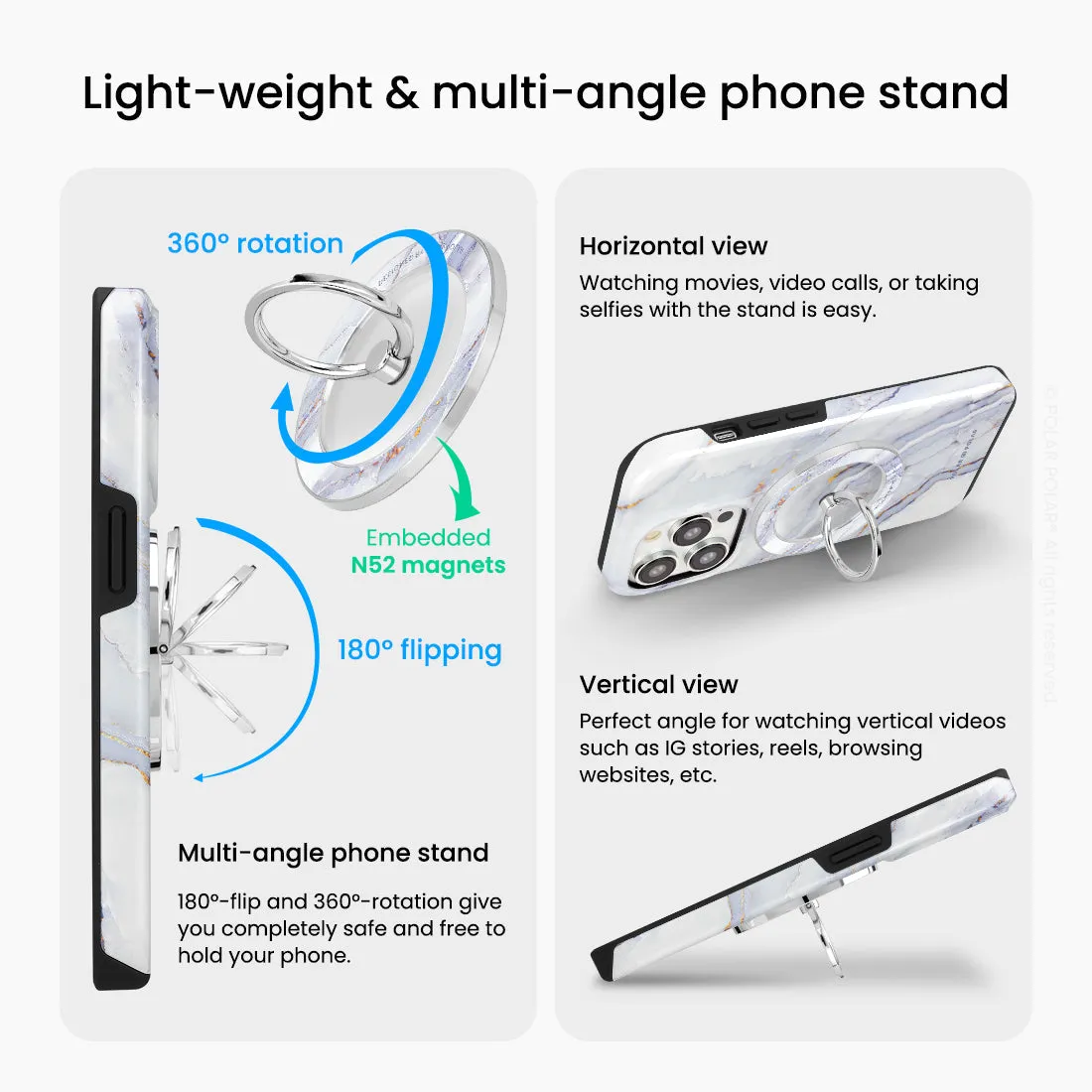 Arctic Ocean - Silver MagSafe Phone Grip and Ring Holder Stand