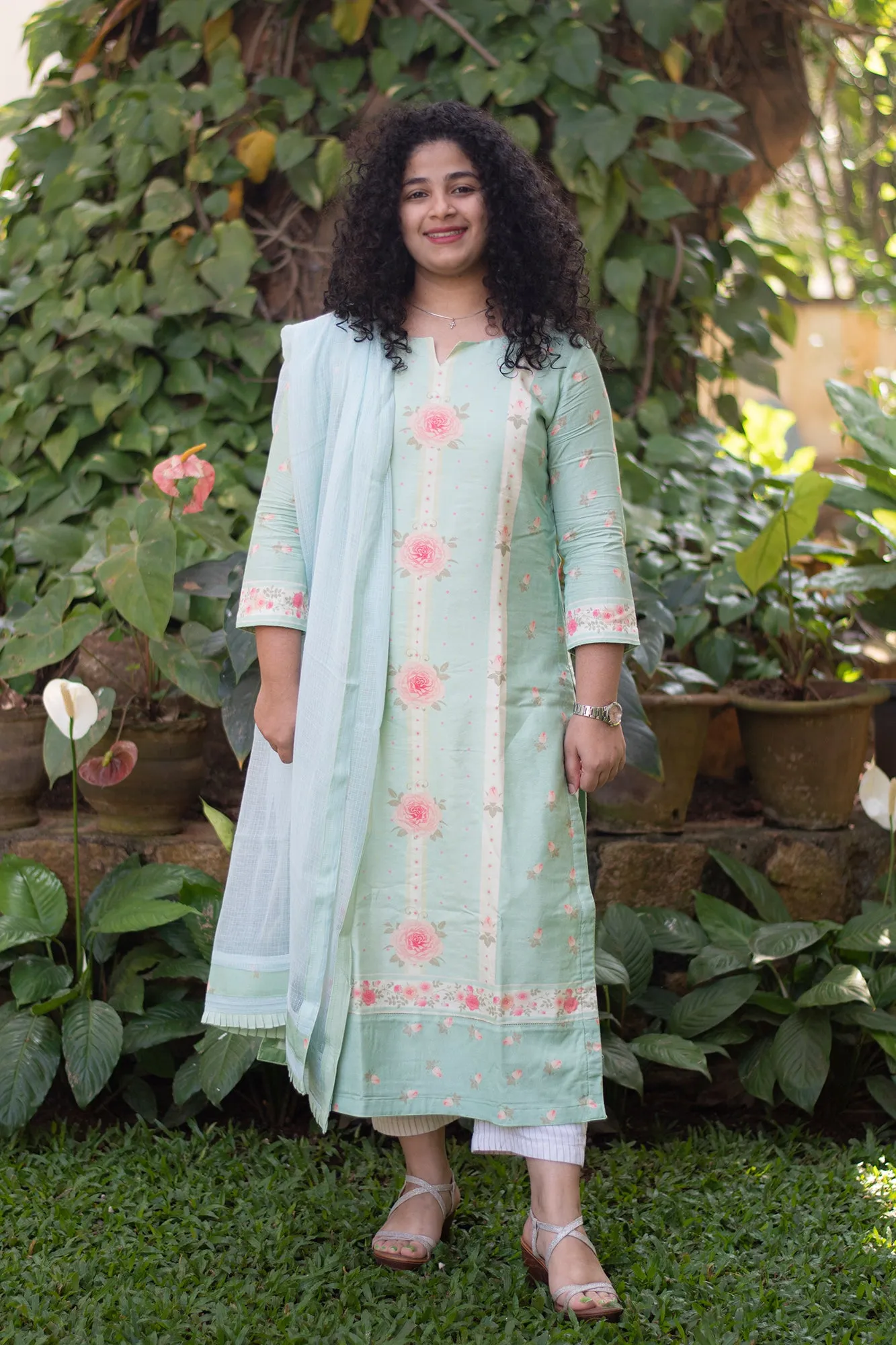 AZZURE ROSE BUD SILK KURTA