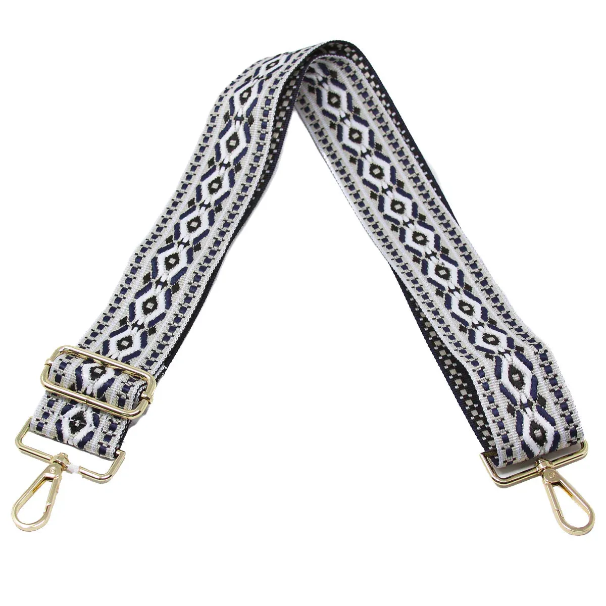 Beige & Navy "Guitar" Purse Strap