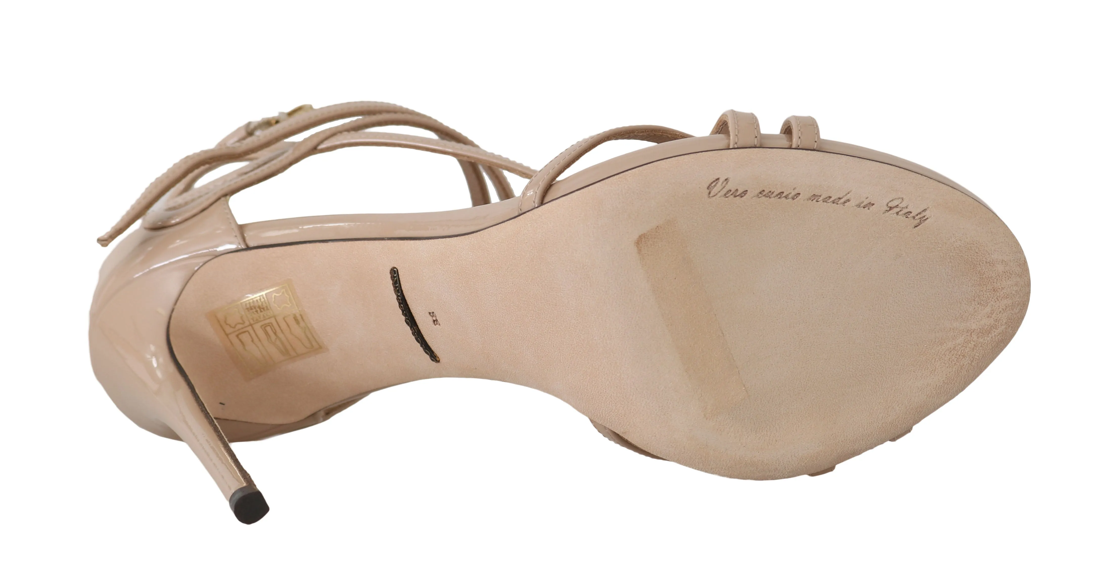 Beige Leather Silk Stiletto Sandals