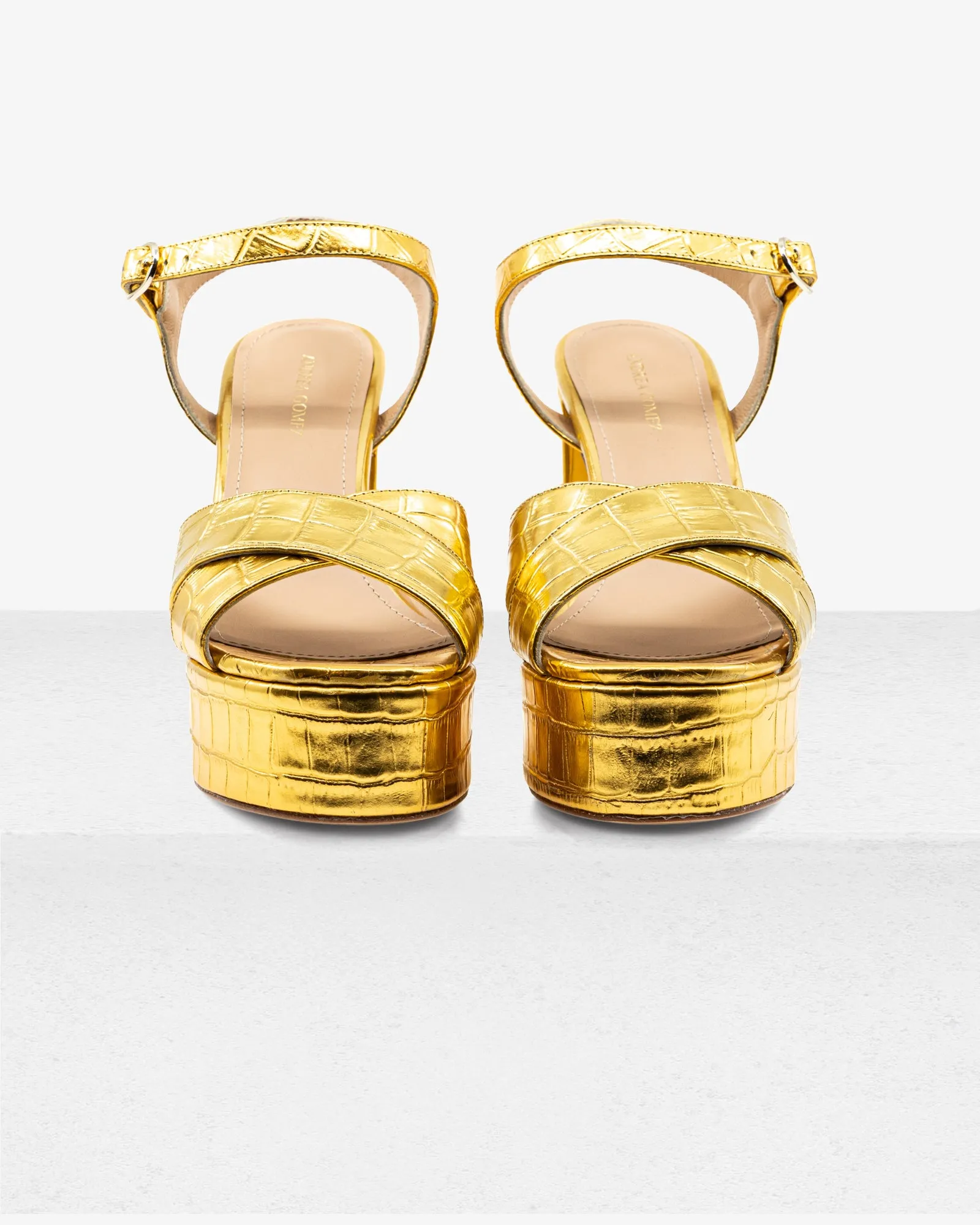 Bella Gold Faux Croc Leather