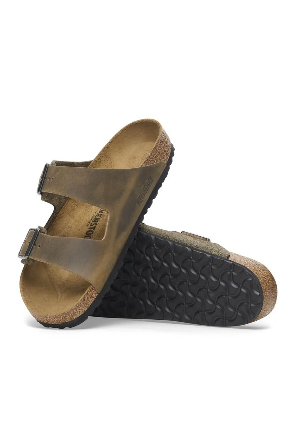 Birkenstock Arizona Suede Oiled Leather Sandals for Men in Thyme | 1028151