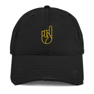 Black And Gold Stitched Distressed Dad Hat