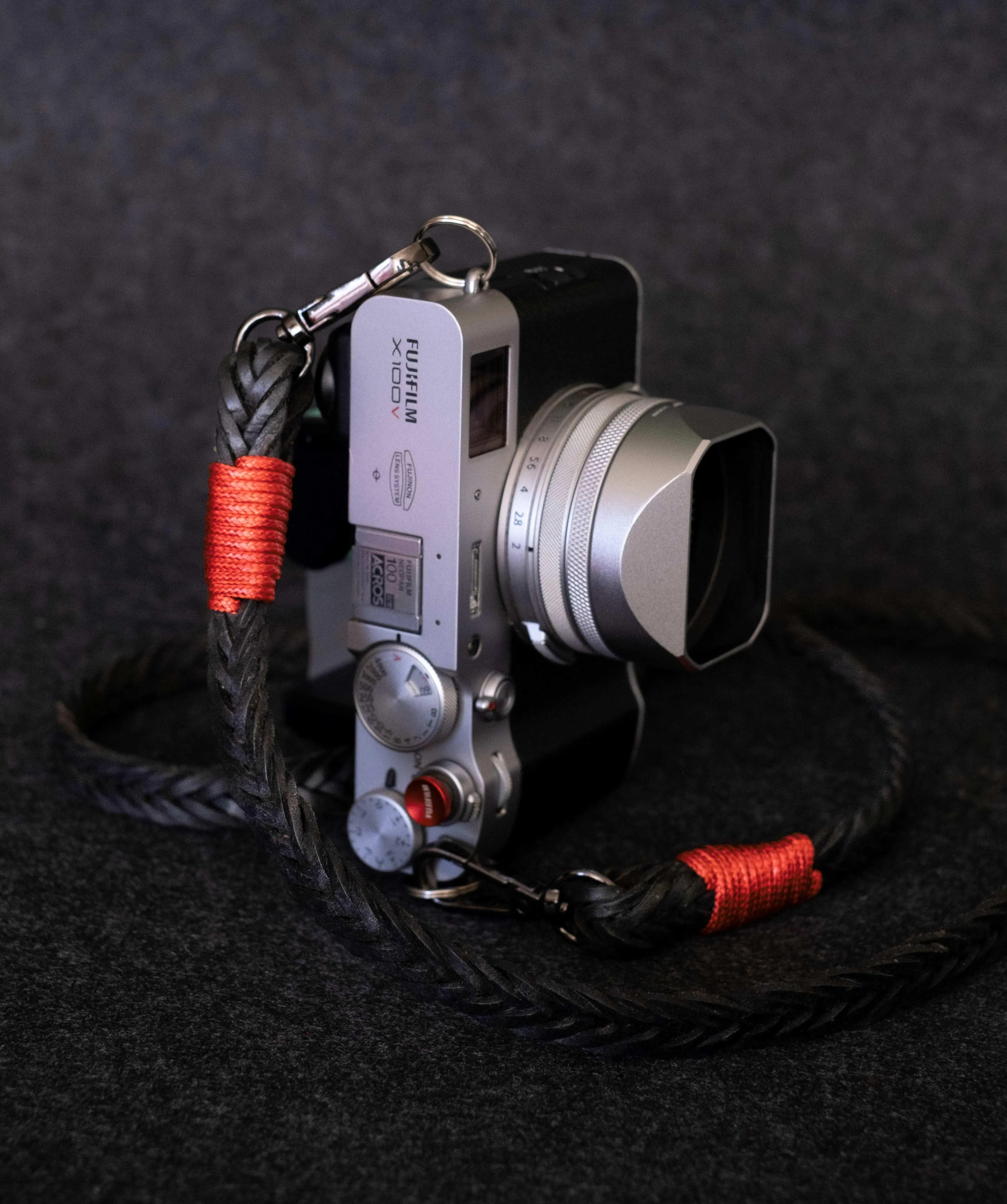 Black Braided Flat Leather Camera Strap