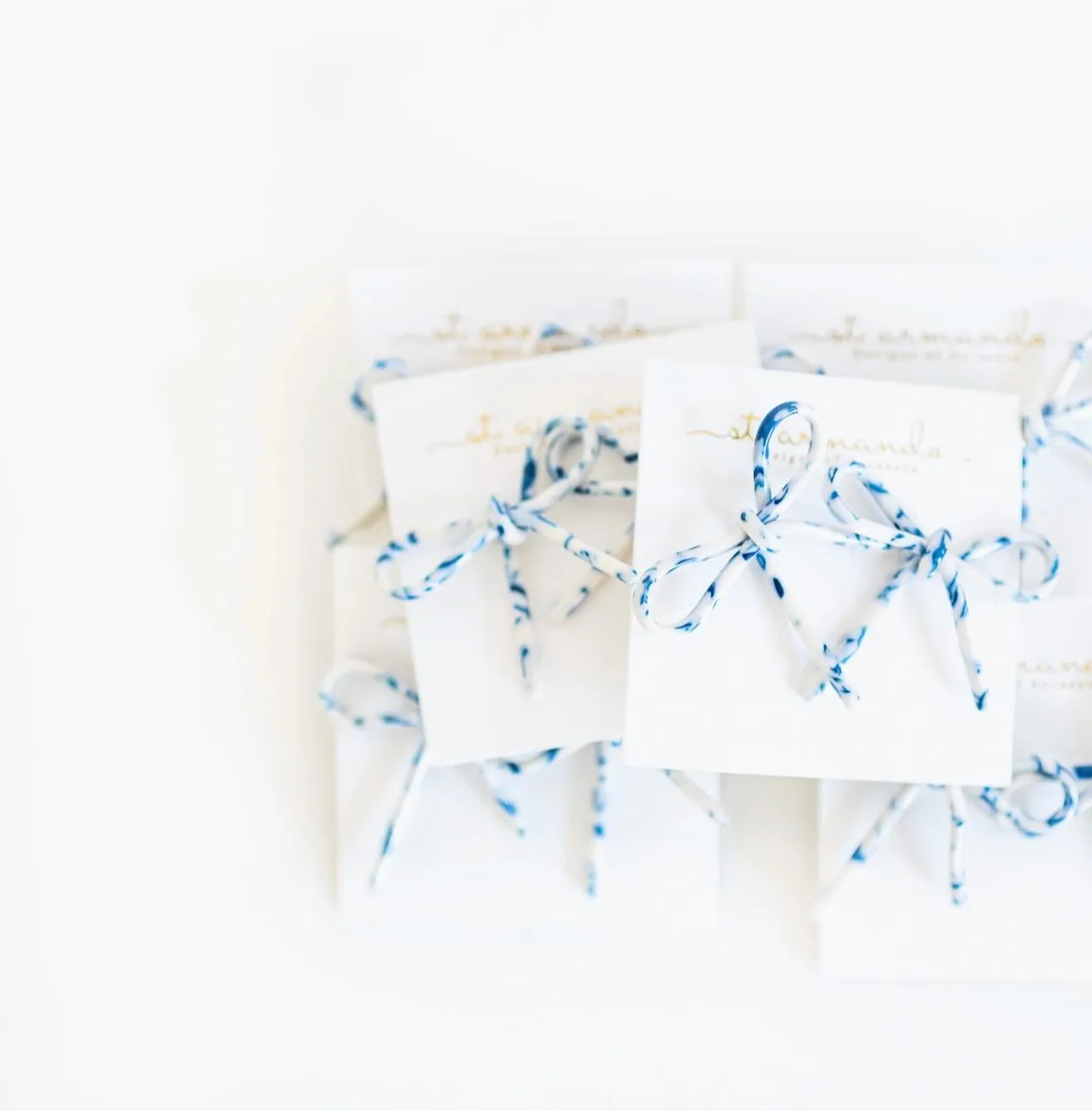 Blue and White Bow Stud Earrings