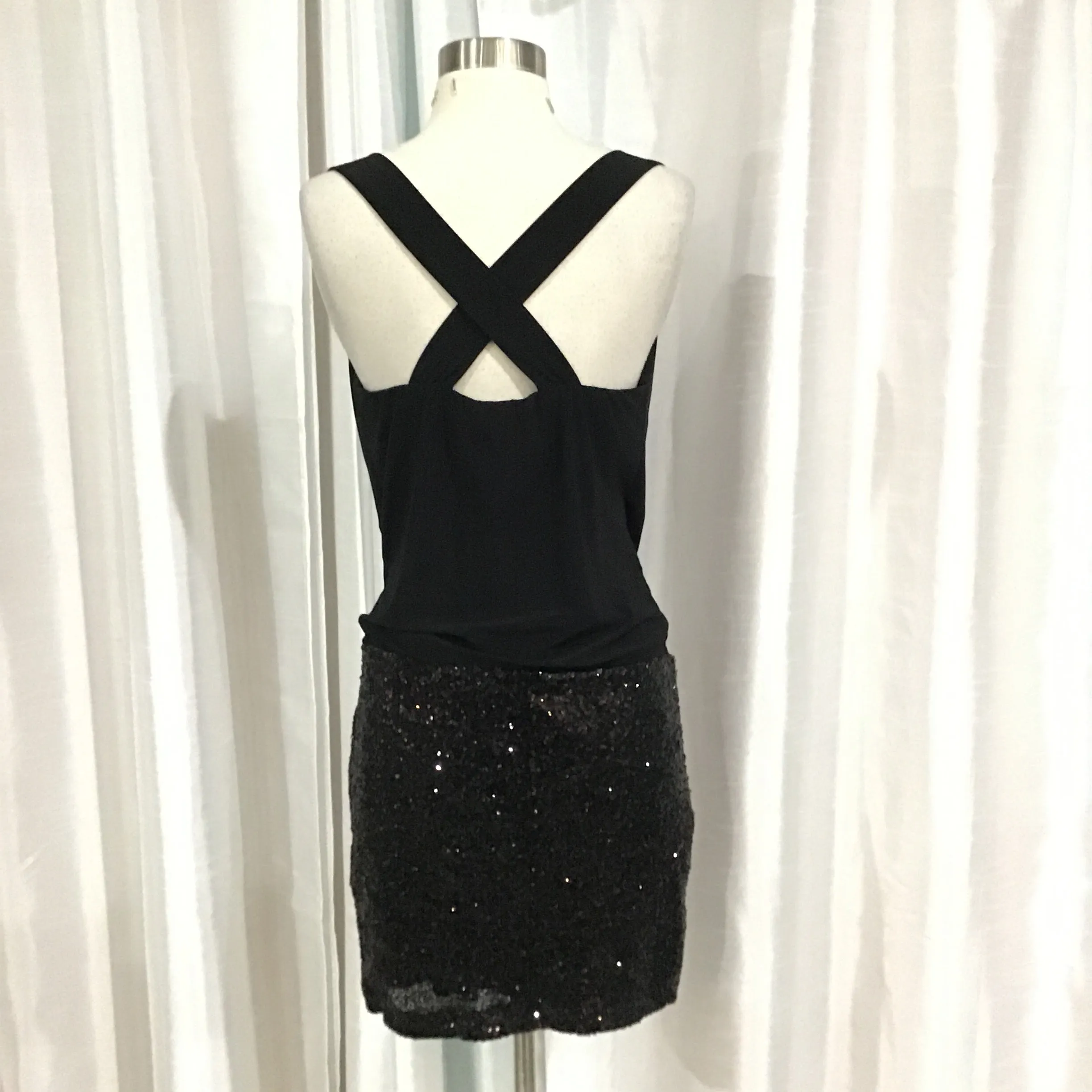 BOUTIQUE Short Black & Sequined Gown Size 5/6