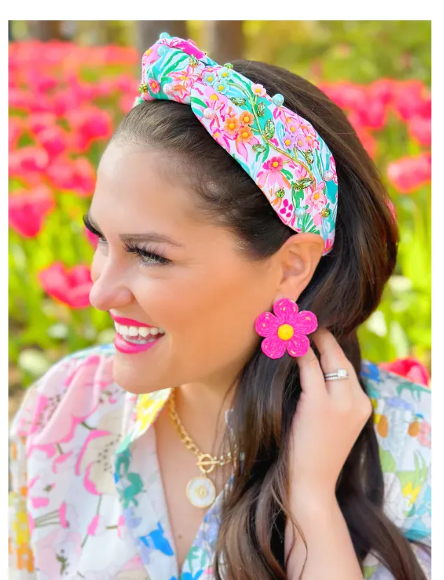 Brianna Cannon Spring Flower Garden Headband with Crystals and Pearls