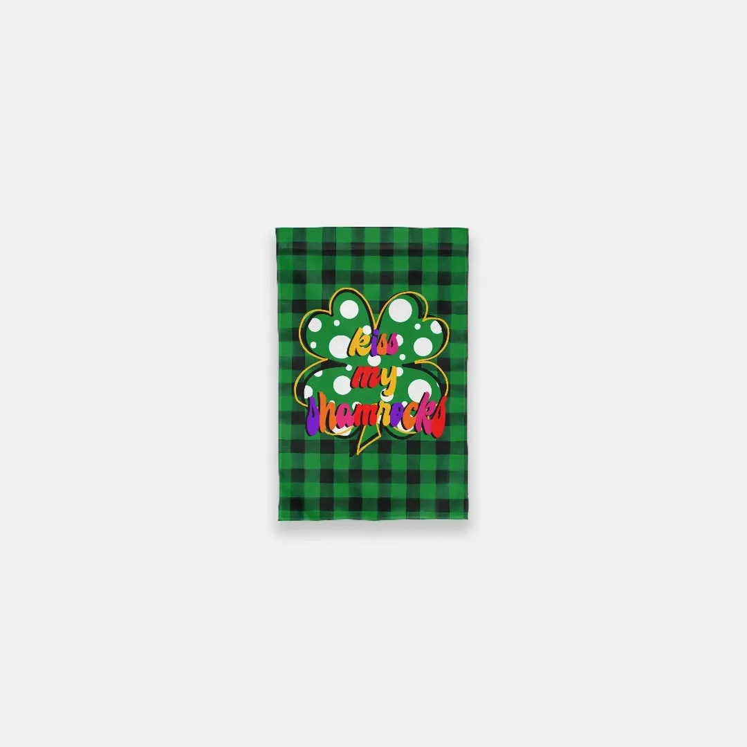 Buffalo Check Kiss My Shamrocks Garden Flag - 12" x 18"