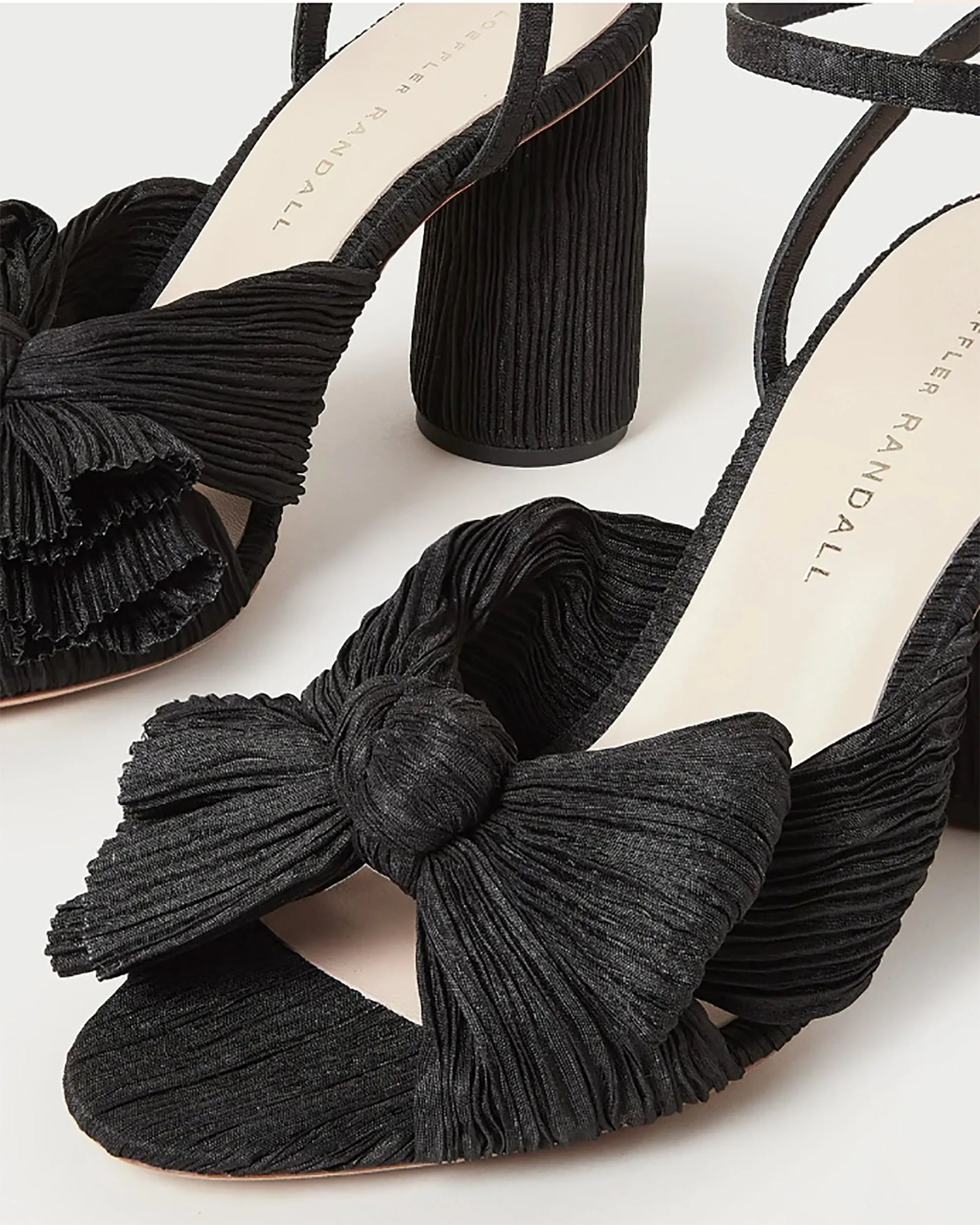 Camellia Black Pleated Bow Heel