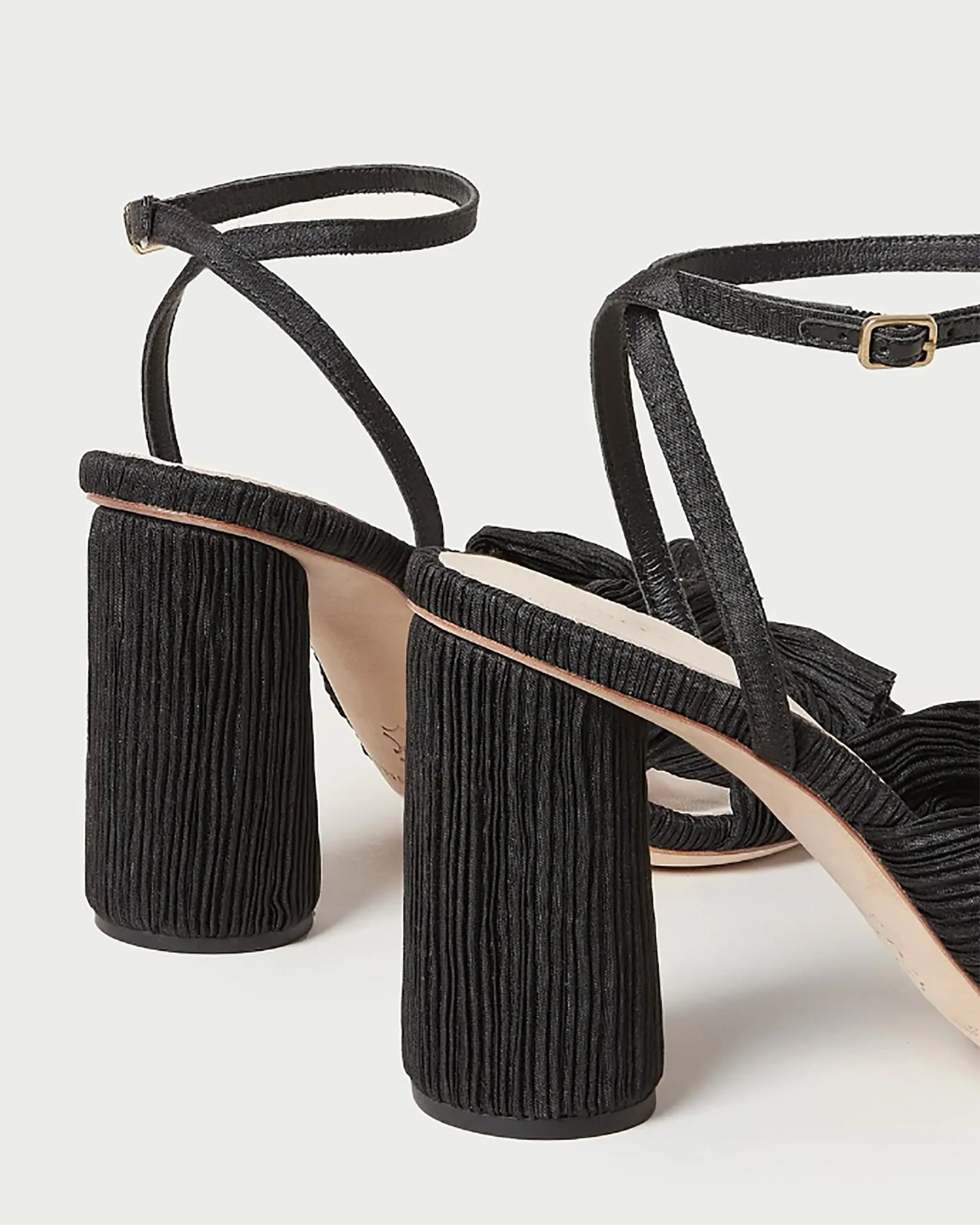 Camellia Black Pleated Bow Heel