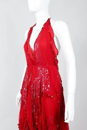 Chiffon Flutter Halter Dress