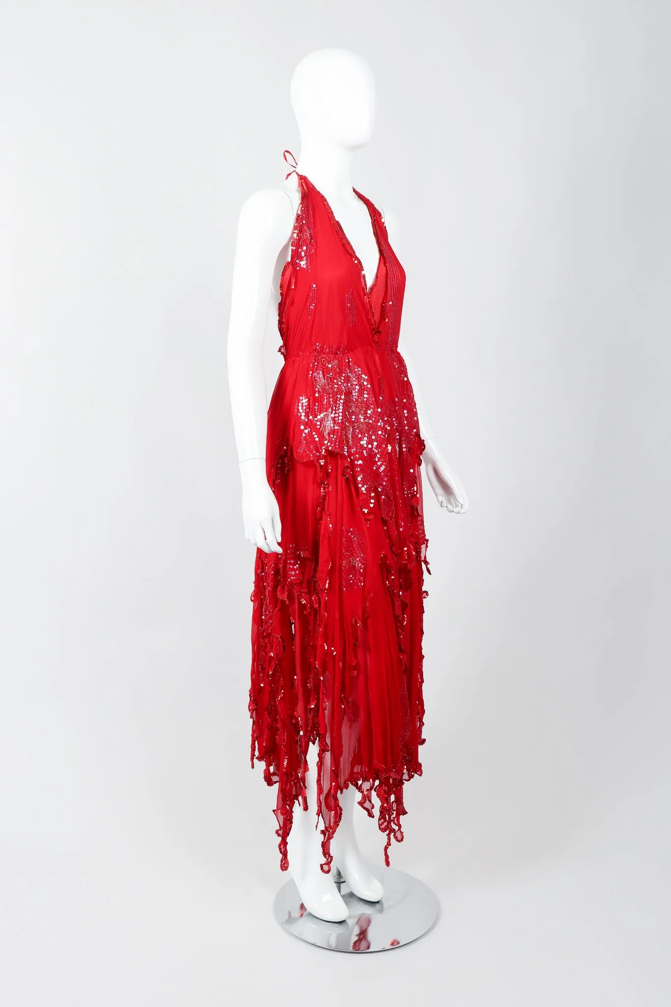 Chiffon Flutter Halter Dress