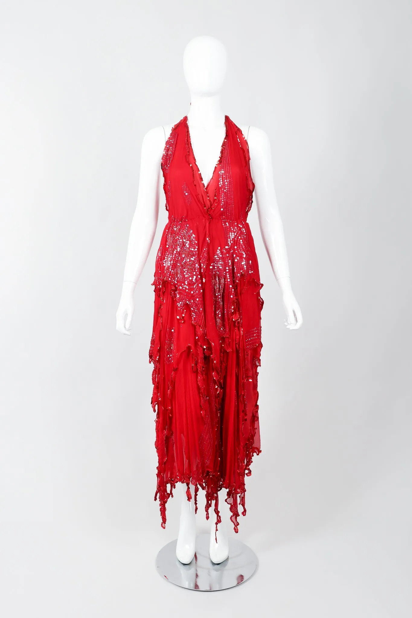 Chiffon Flutter Halter Dress