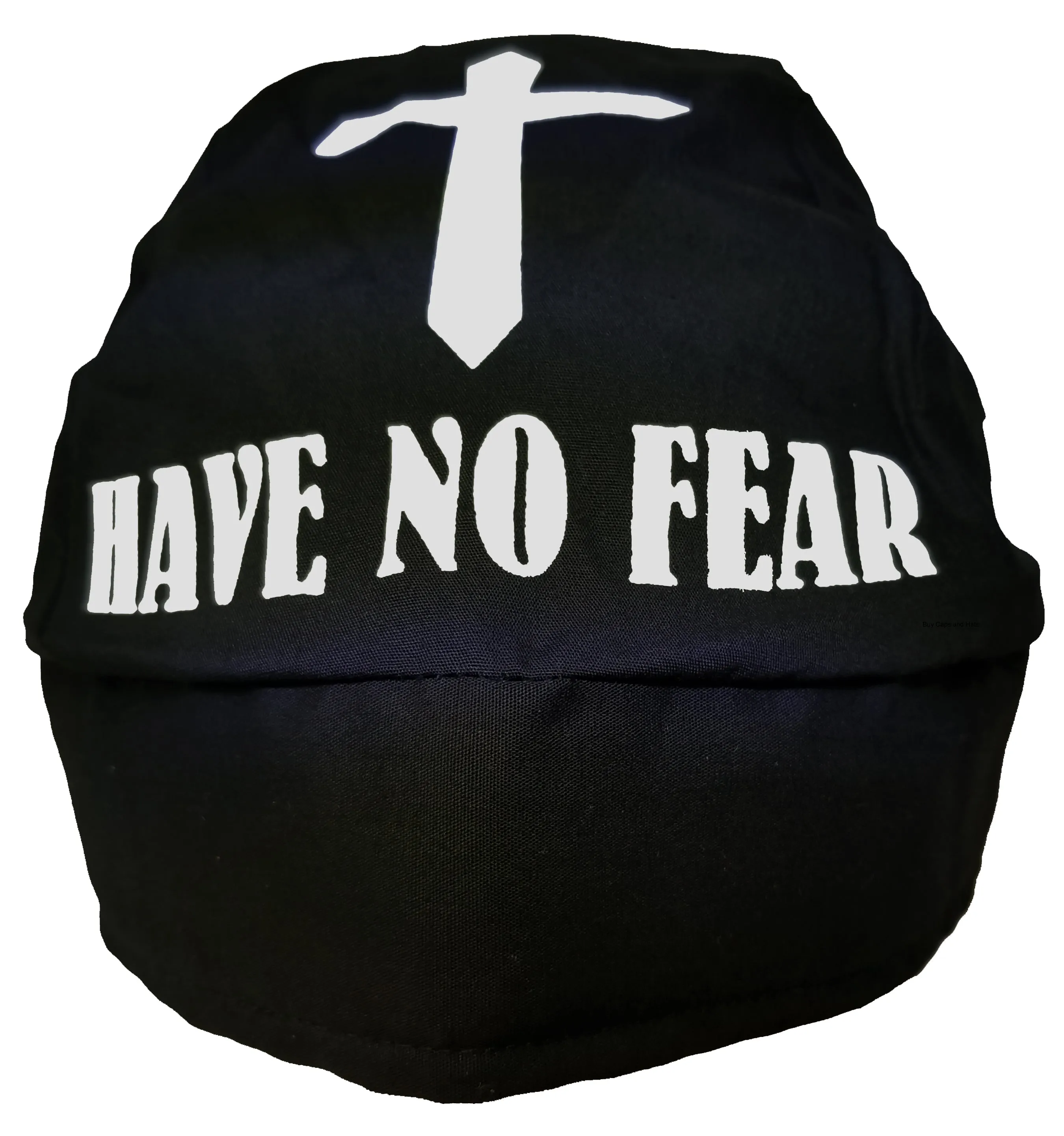 Christian Skull Cap Black and White Doo-Rag with SWEATBAND Du-Bandana for Christians