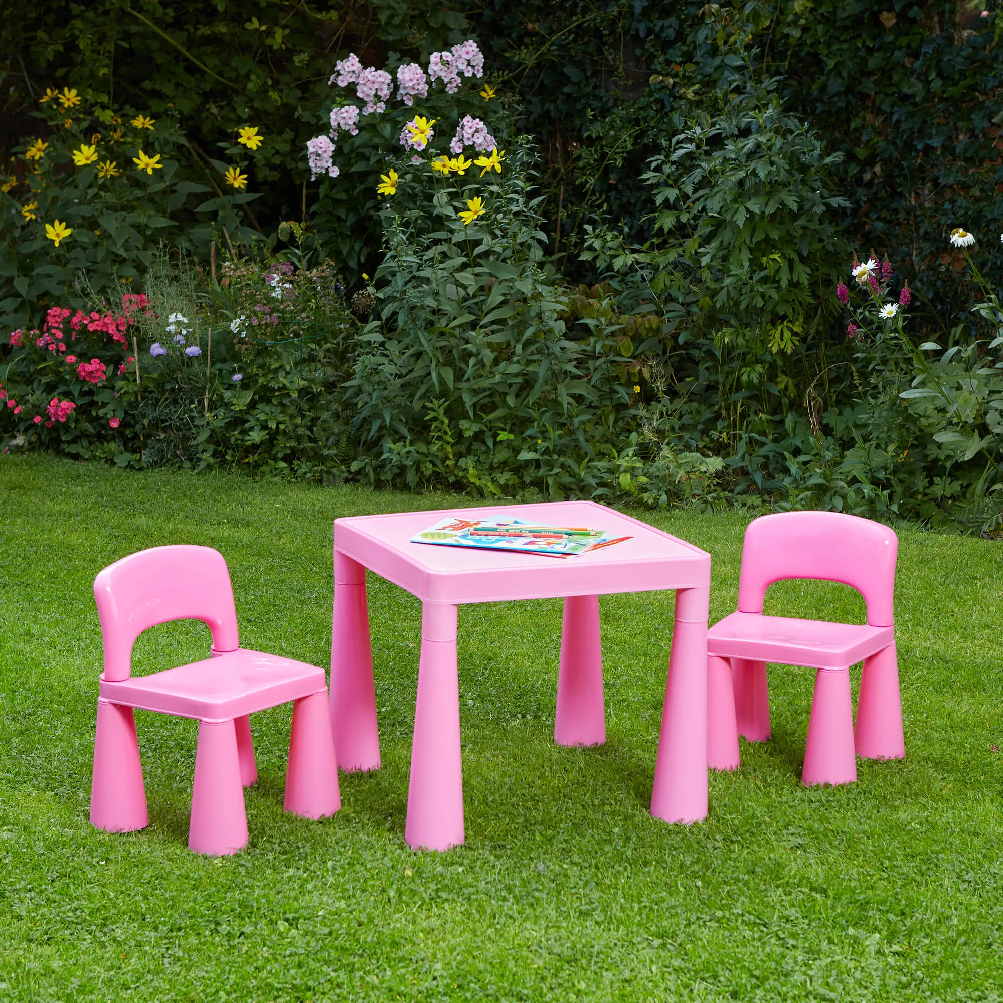 Chunky & Funky Plastic Kid's | Children's Activity Table & 2 Chair Set | Hot Pink