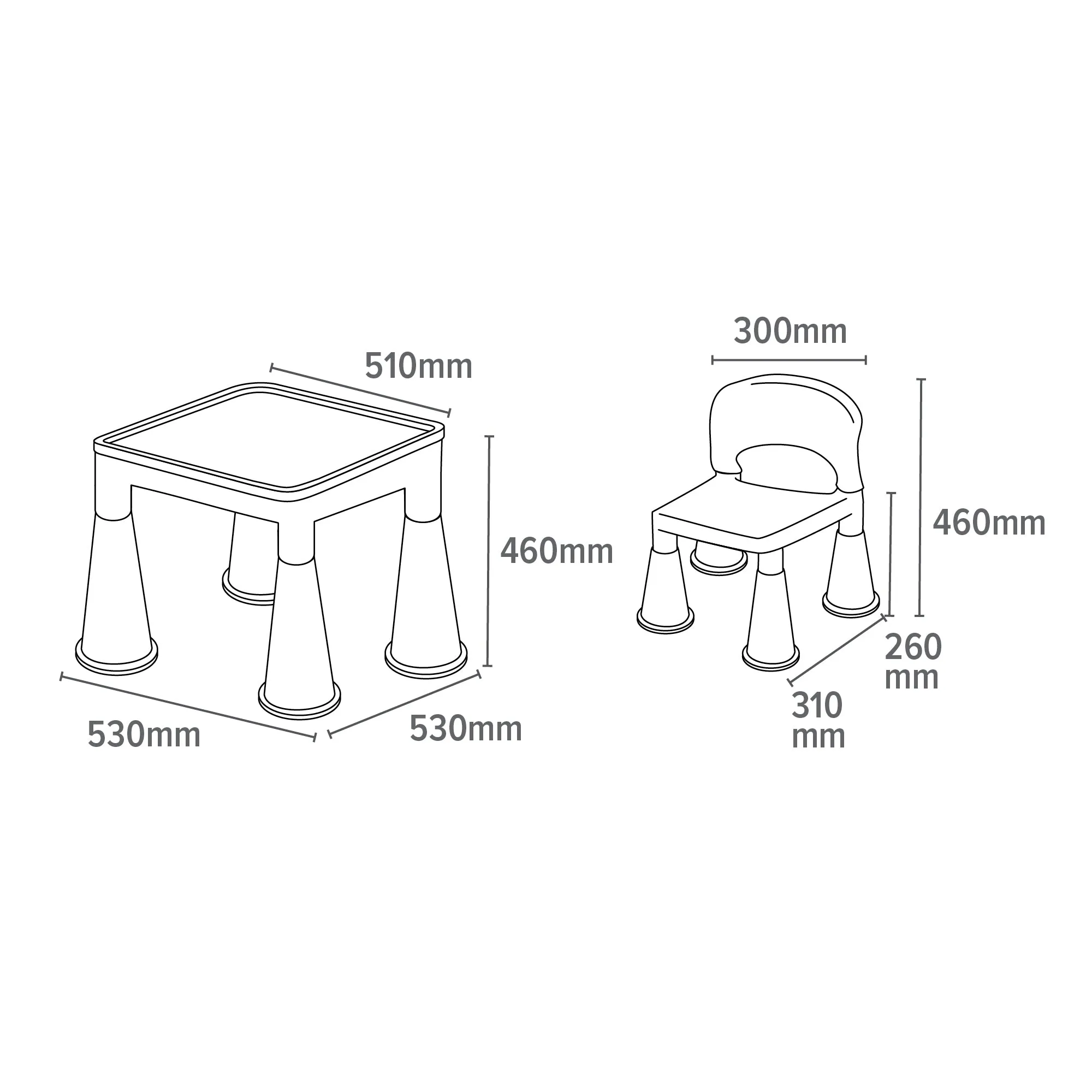 Chunky & Funky Plastic Kid's | Children's Activity Table & 2 Chair Set | Hot Pink