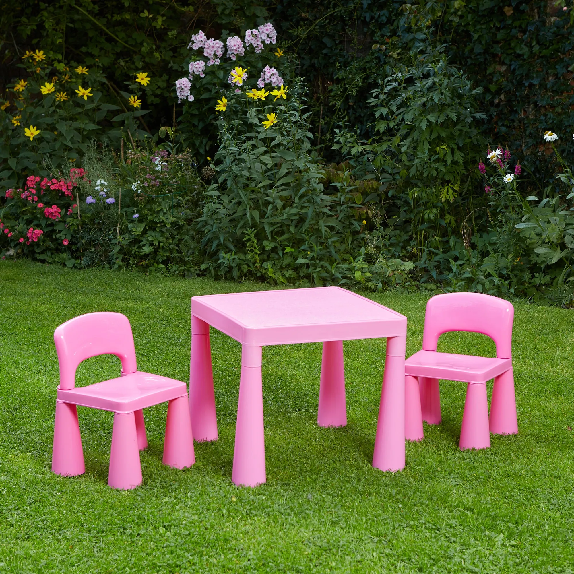 Chunky & Funky Plastic Kid's | Children's Activity Table & 2 Chair Set | Hot Pink