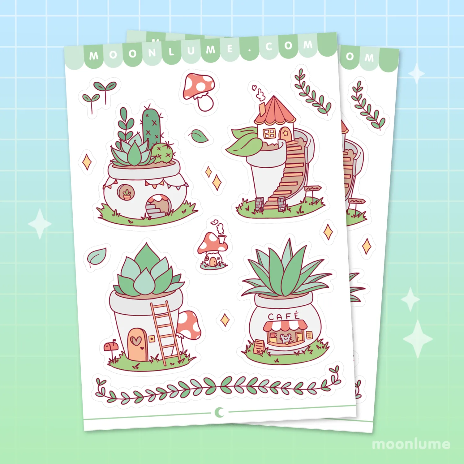 Cozy Garden - matte vinyl sticker sheet