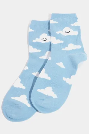 Crew Cuff Embroidery Socks with Stylish Prints (Assorted Styles)