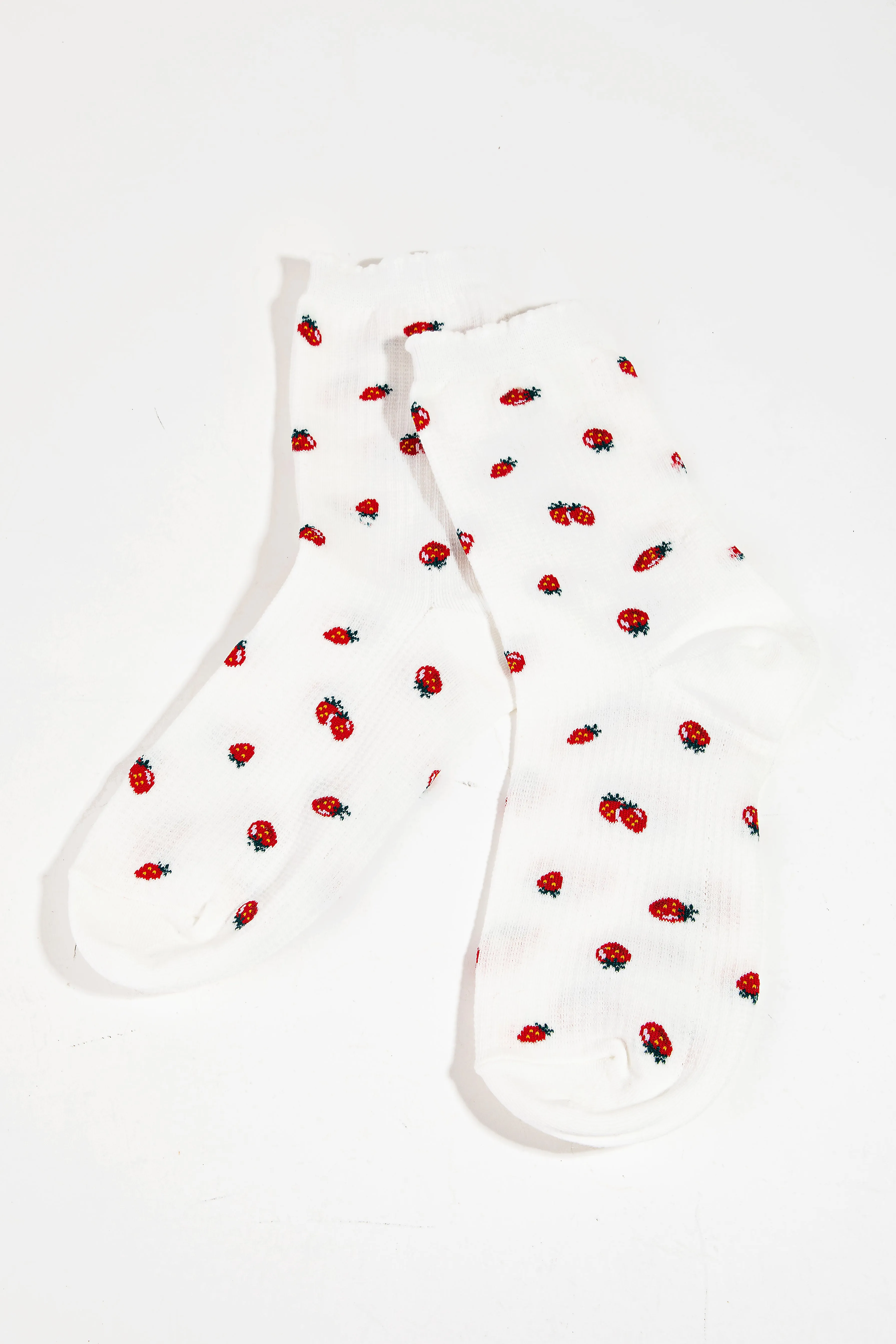 Crew Lettuce Trim Embroidery Socks with Stylish Prints (Various Colors)