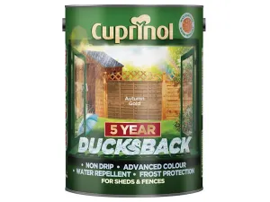 Cuprinol Ducksback 5 Year Waterproof For Sheds & Fences Autumn Gold 5 Litre