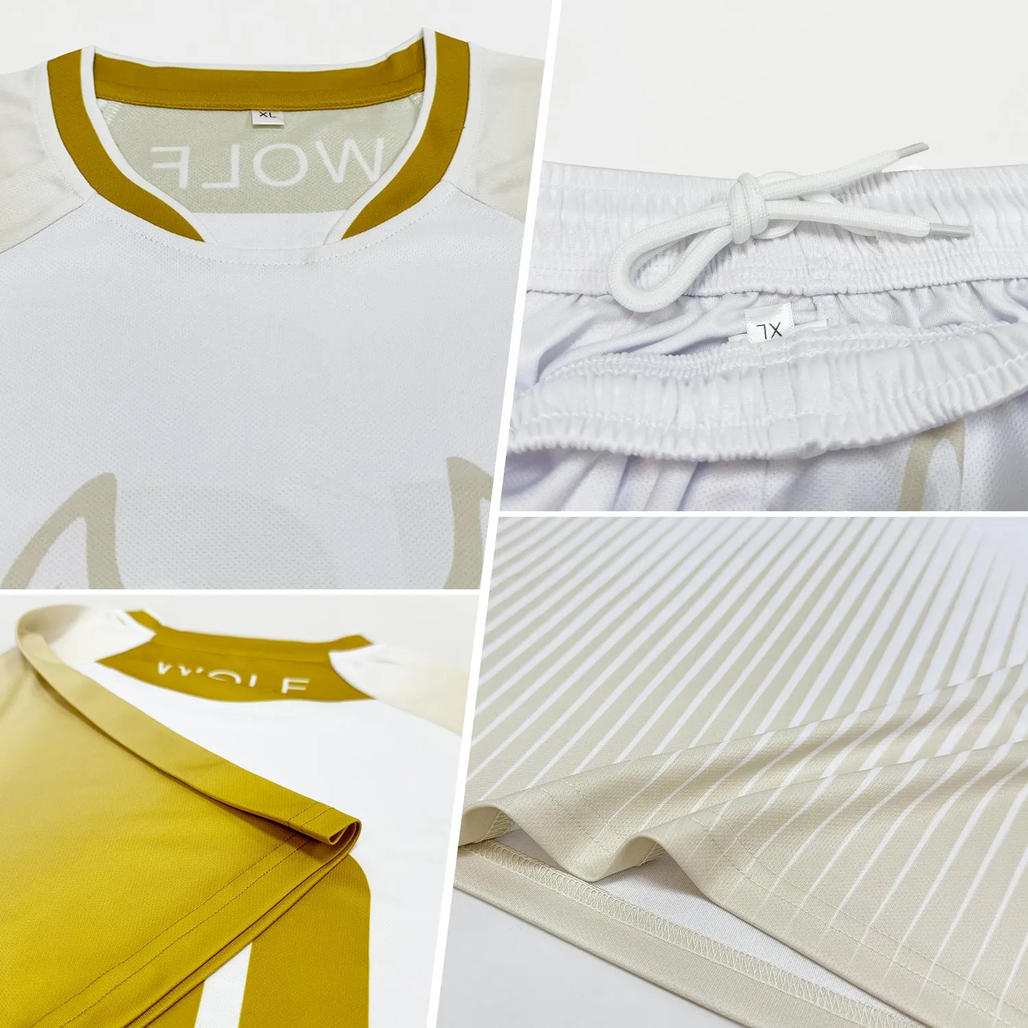 Custom Gold White-Black Geometric Shape Sublimation Volleyball Uniform Jersey