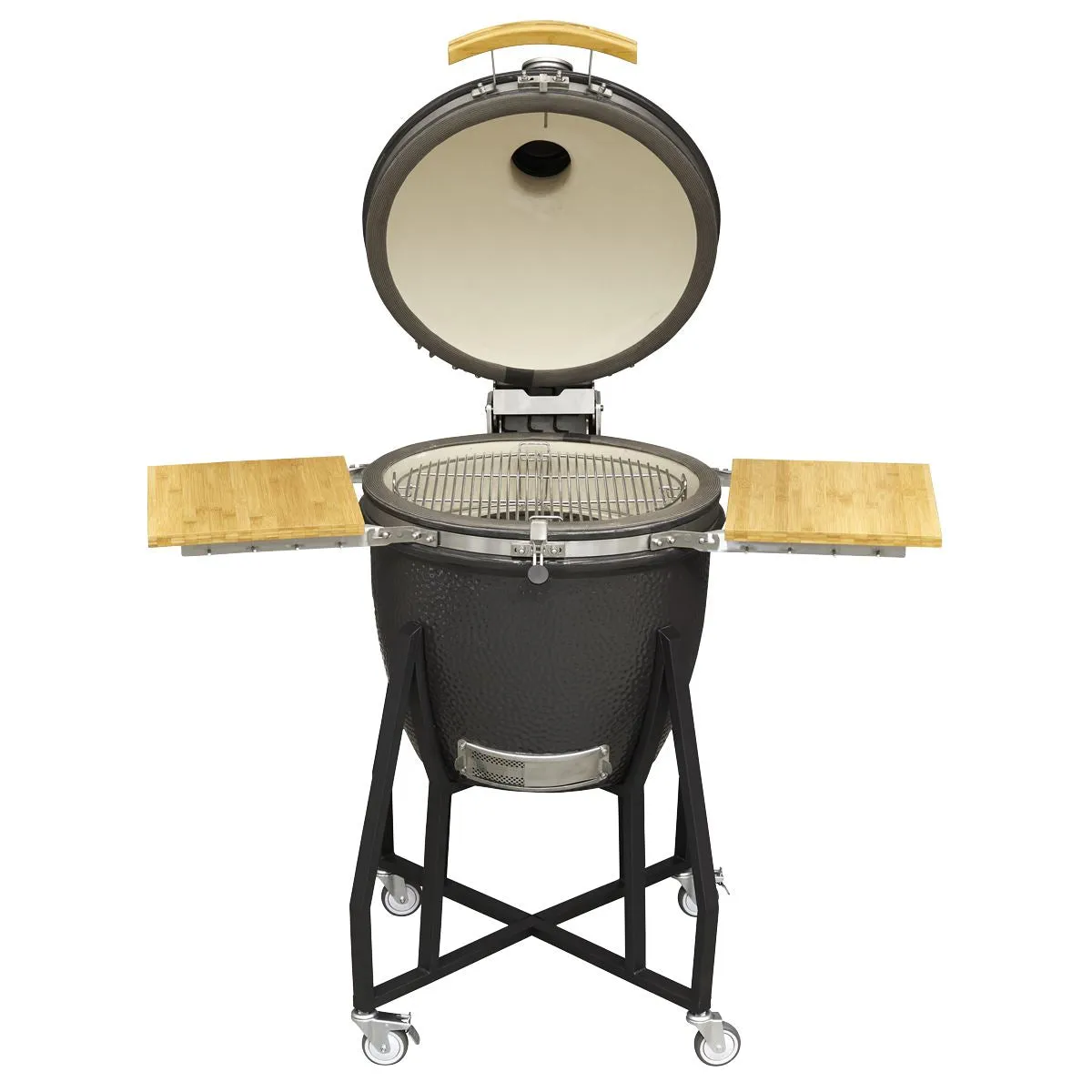 Dellonda Deluxe 22"(56cm) Ceramic Kamado Style BBQ Grill/Oven/Smoker, Supplied with Wheeled Stand