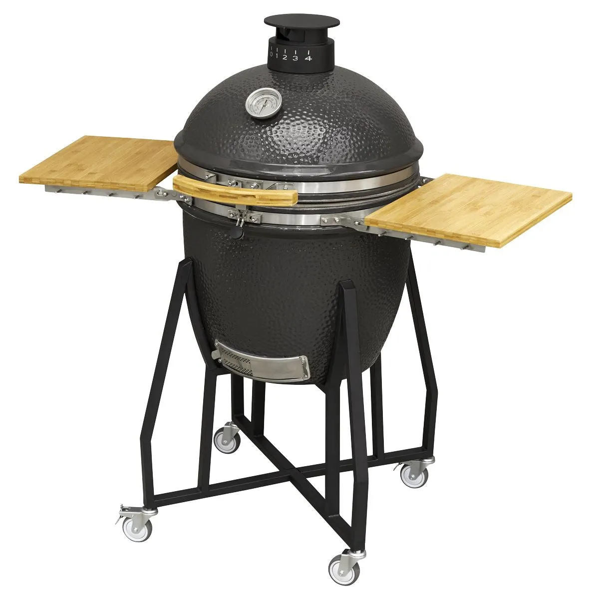 Dellonda Deluxe 22"(56cm) Ceramic Kamado Style BBQ Grill/Oven/Smoker, Supplied with Wheeled Stand