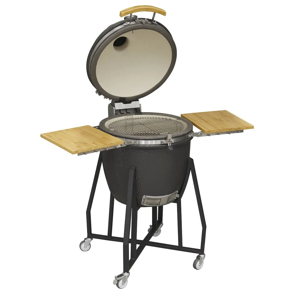 Dellonda Deluxe 22"(56cm) Ceramic Kamado Style BBQ Grill/Oven/Smoker, Supplied with Wheeled Stand