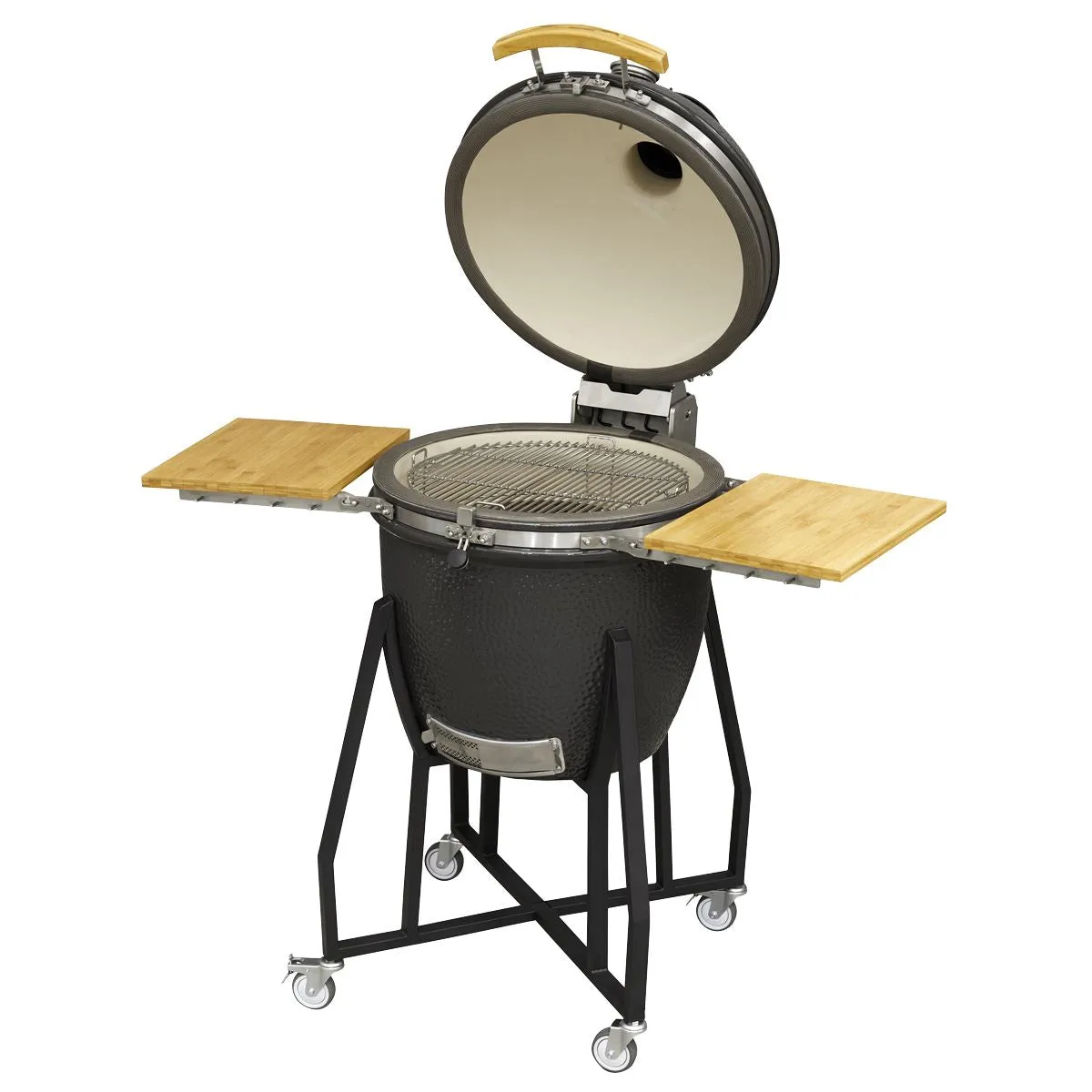 Dellonda Deluxe 22"(56cm) Ceramic Kamado Style BBQ Grill/Oven/Smoker, Supplied with Wheeled Stand