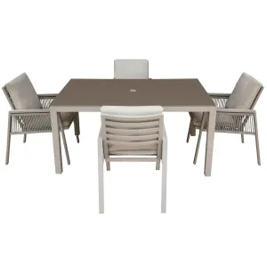 Dellonda Fusion 5 Piece Outdoor Dining Set with Weatherproof Aluminium Frame - DG275