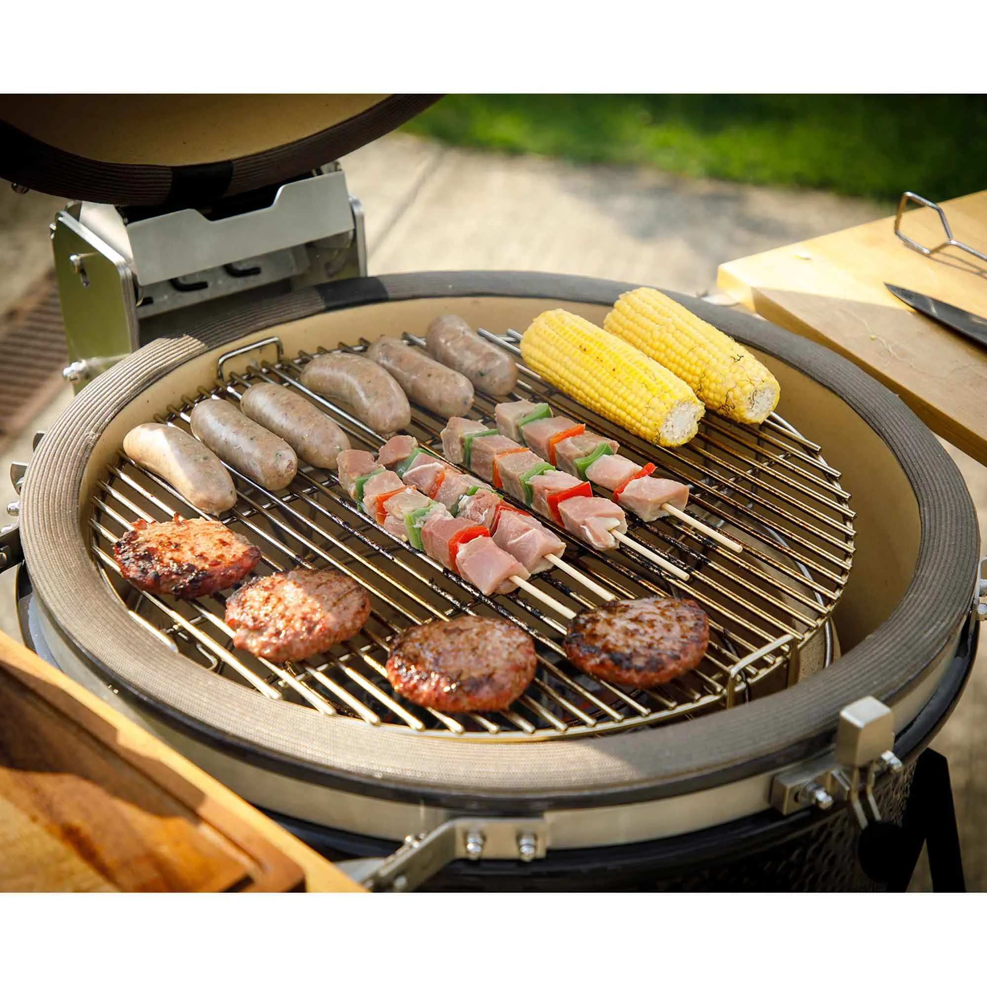 Deluxe Kamado Style Ceramic BBQ Grill, Oven, Smoker with Wheeled Stand, 22"(56cm)  - DG159