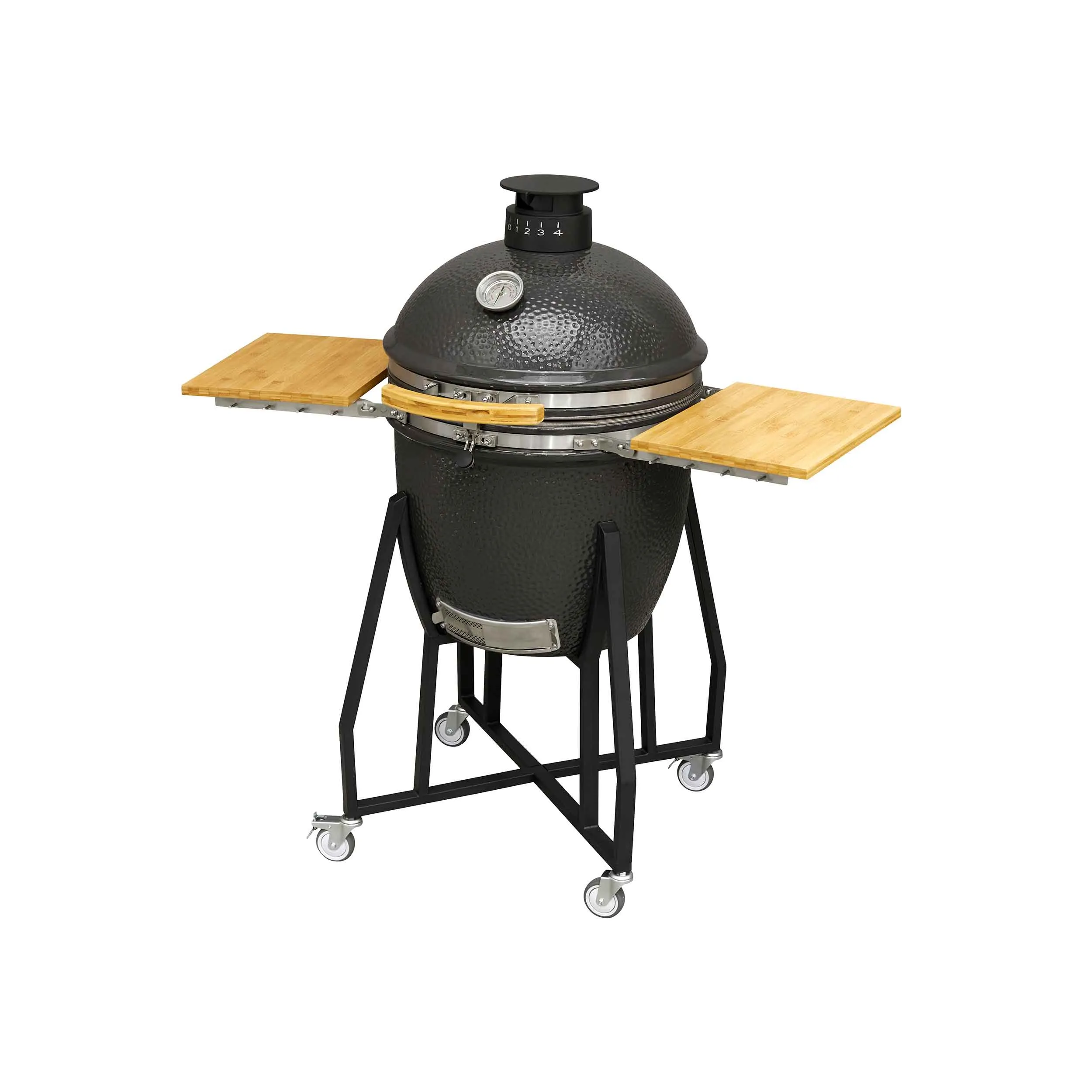 Deluxe Kamado Style Ceramic BBQ Grill, Oven, Smoker with Wheeled Stand, 22"(56cm)  - DG159