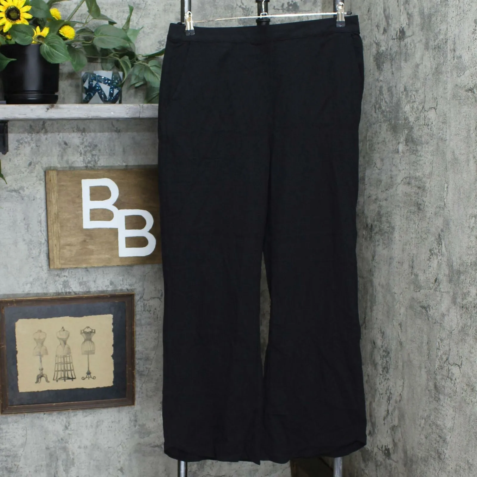 Denim & Co. Women's Crinkle Gauze Wide Leg Beach Pants Black Medium
