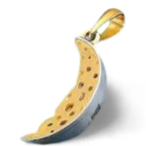 Designer Sterling Silver 22k Gilded Cheese Moon Mihail Chemiakin Slide Pendant