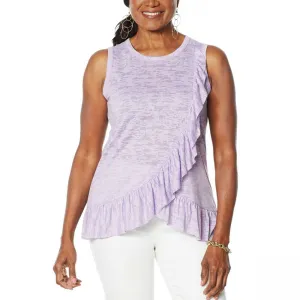 DG2 by Diane Gilman Women's Burnout Ruffle Tank Top