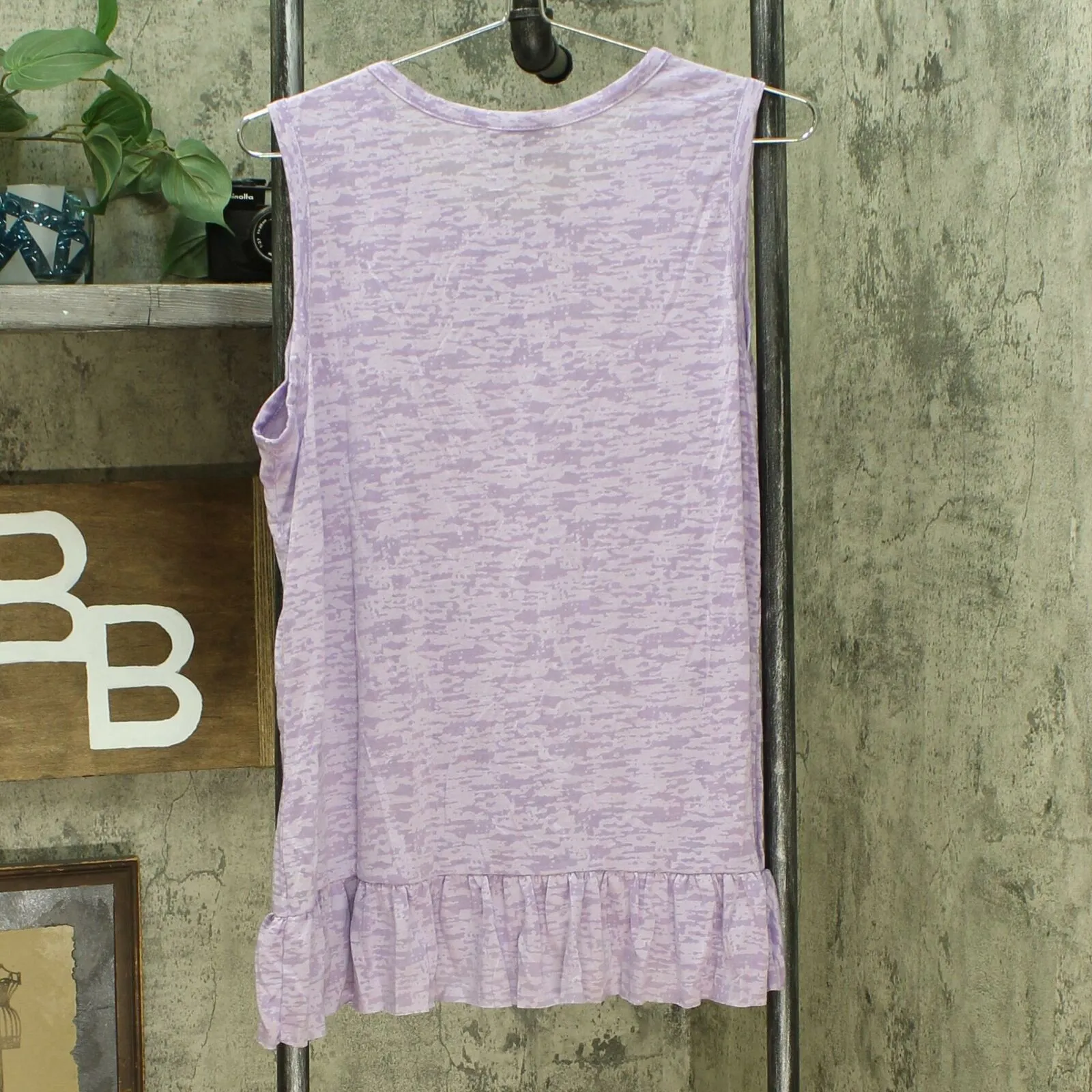 DG2 by Diane Gilman Women's Burnout Ruffle Tank Top